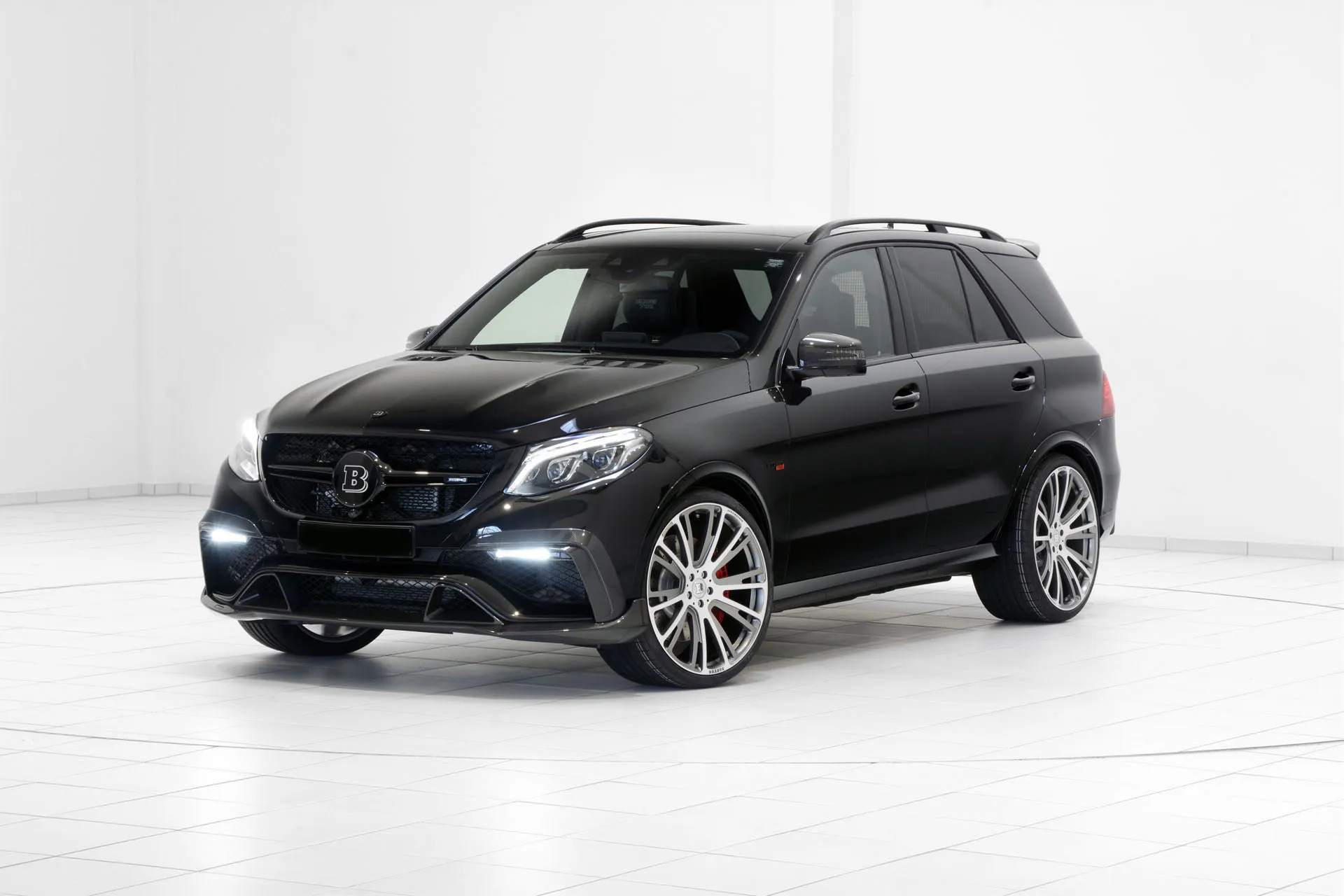 Carbon fiber front bumper lashes with diodes 63 AMG for Mercedes GLE-class W166
