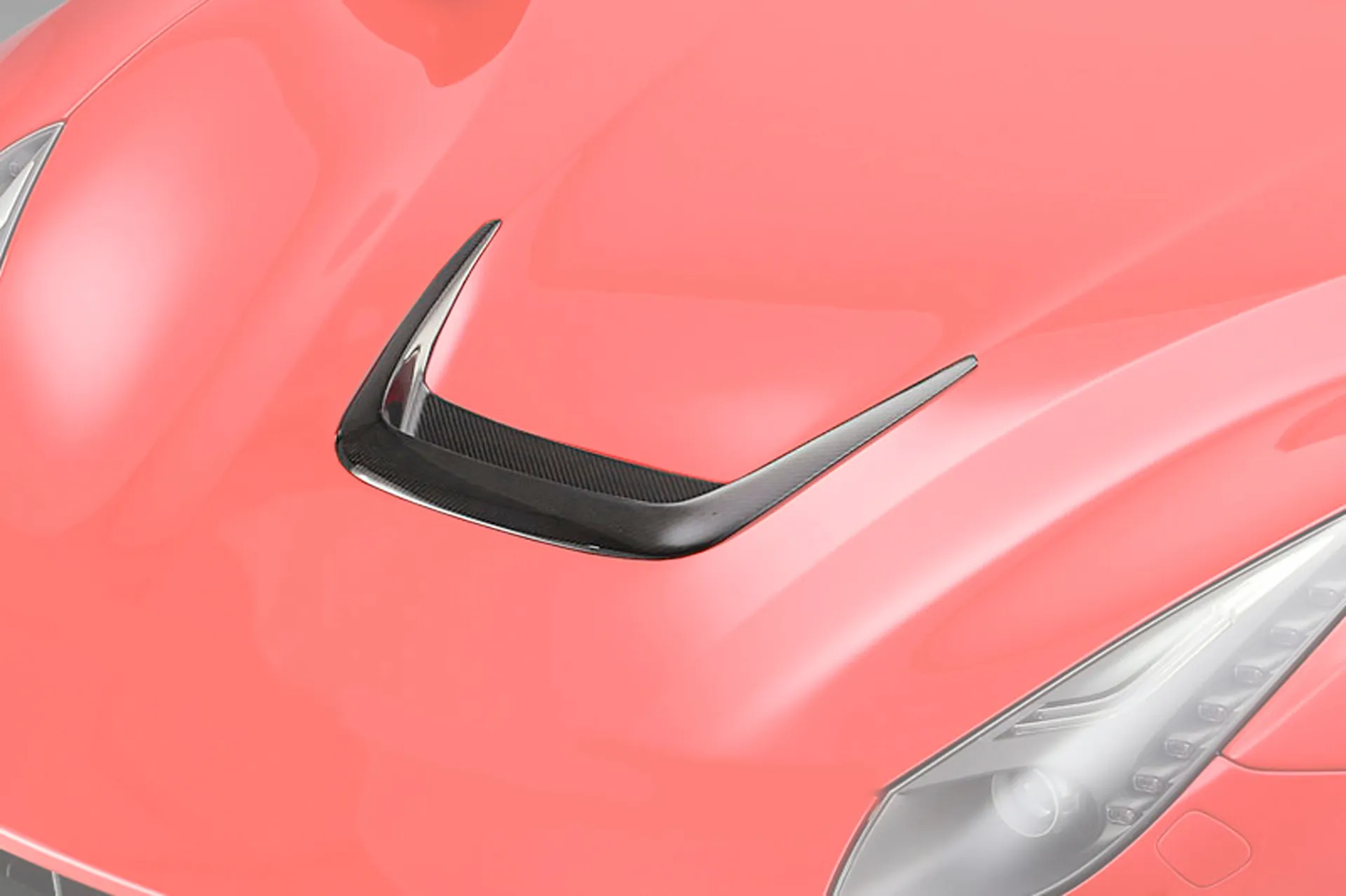 Hodoor Performance Carbon fiber insert in the Central air intake of the Novitec Style hood for Ferrari F12 Berlinetta