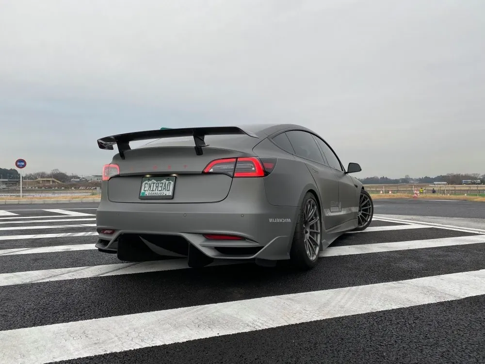 Unplugged Performance Ascension-R Carbon Fiber Rear Wing for Tesla Model 3 by voltex new style