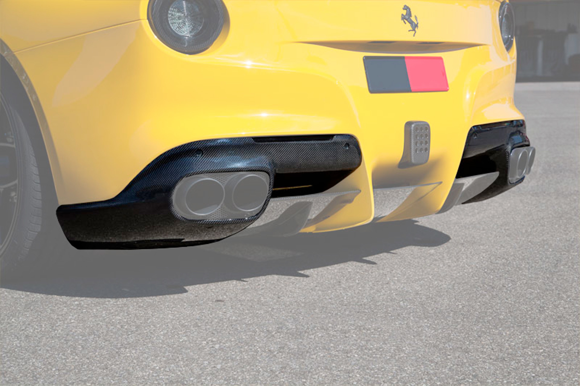 Carbon fiber inserts around the rear bumper attachments Novitec Style for Ferrari F12 Berlinetta