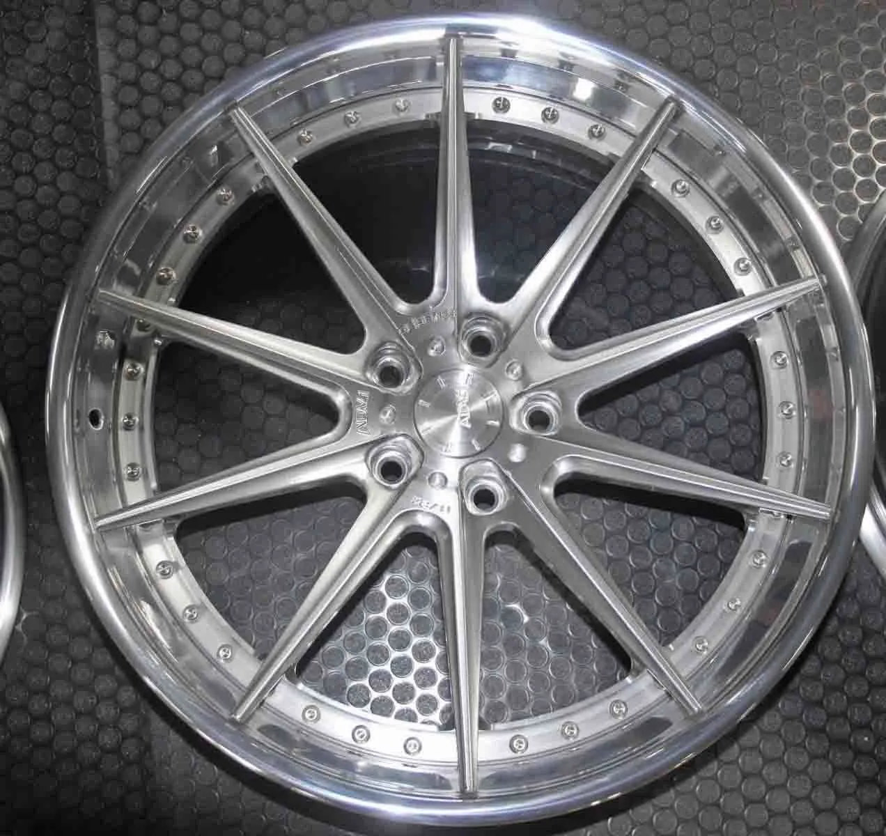 ADV.1 ADV10 Track Spec SL Series 3-Piece Forged Wheel — mounted on Tesla Model S P90D rear 3/4 view