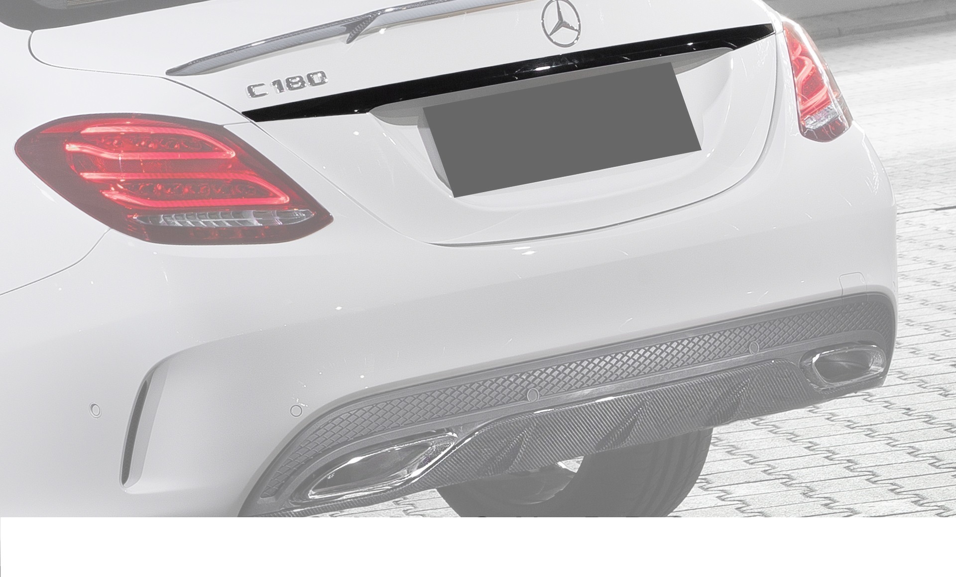 Hodoor Performance Carbon fiber trim on the trunk above number 63 AMG Brabus style Mercedes C-class W205 new model