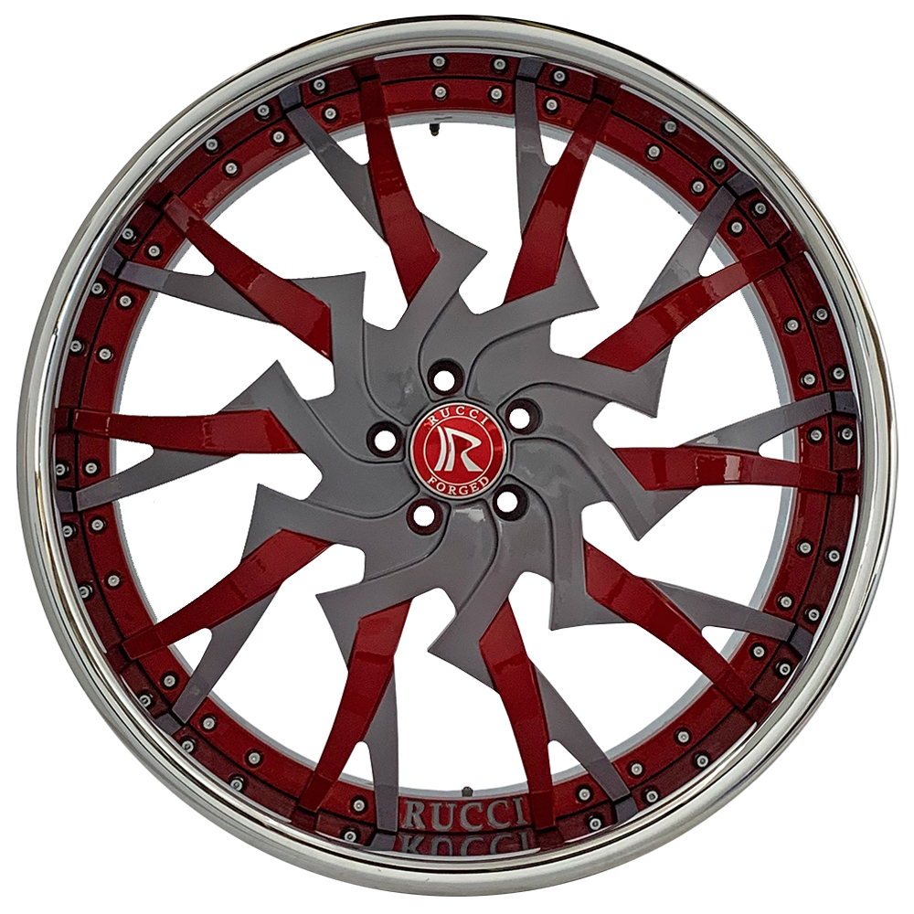 Rucci Forged Wheels Flip Buy With Delivery Installation Affordable   Images Products 1 6405 353925381 Flip TwoTone Red Grey ChromeBarrel 