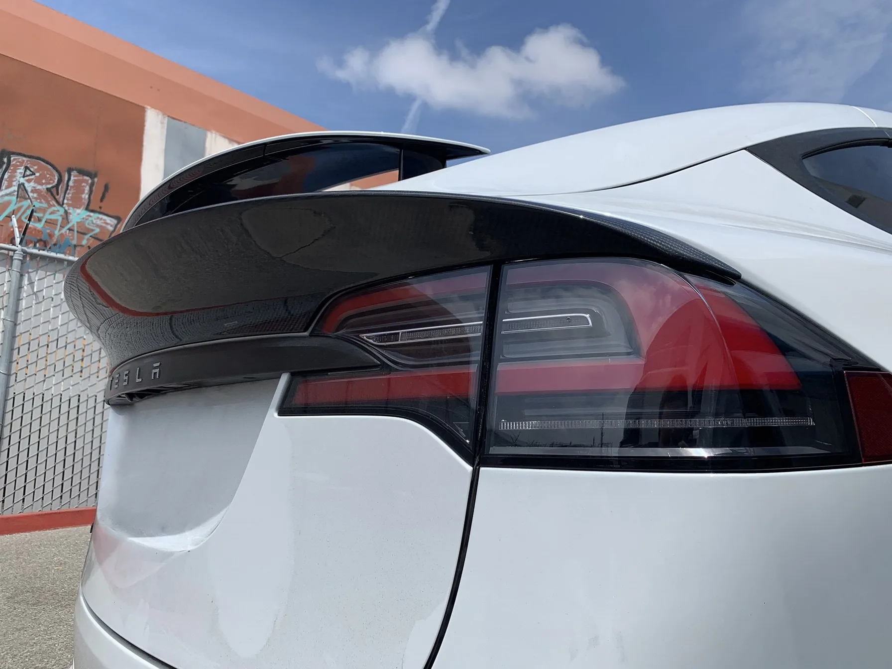 Unplugged Performance Dry Carbon Fiber Rear Decklid Spoiler (Gloss) for Tesla Model X carbon fiber