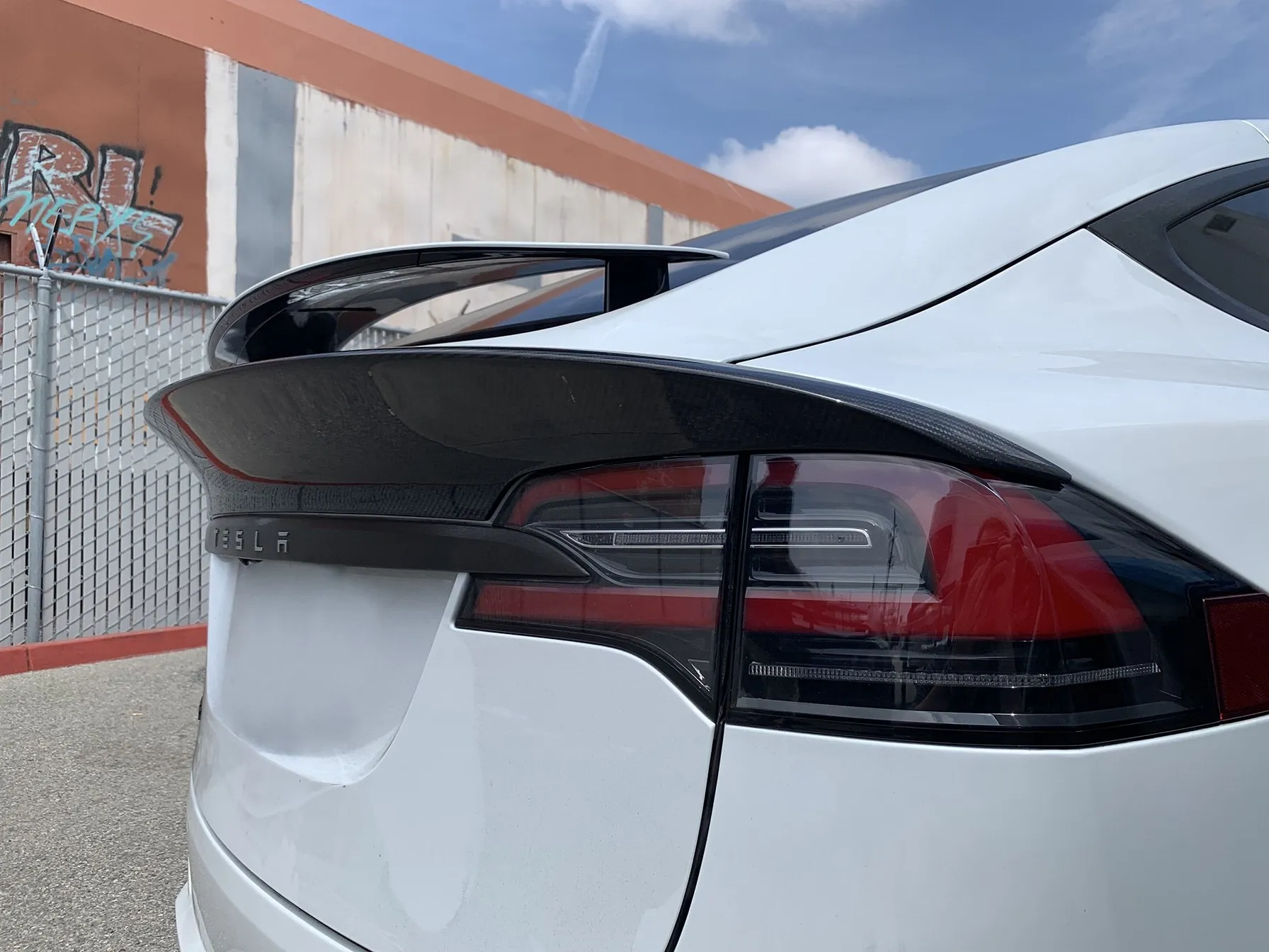 Unplugged Performance Dry Carbon Fiber Rear Decklid Spoiler (Gloss) for Tesla Model X new style