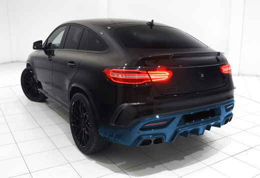 Hodoor Performance Carbon fiber rear bumper diffuser with LED flashlight for Mercedes GLE-Coupe 63 AMG