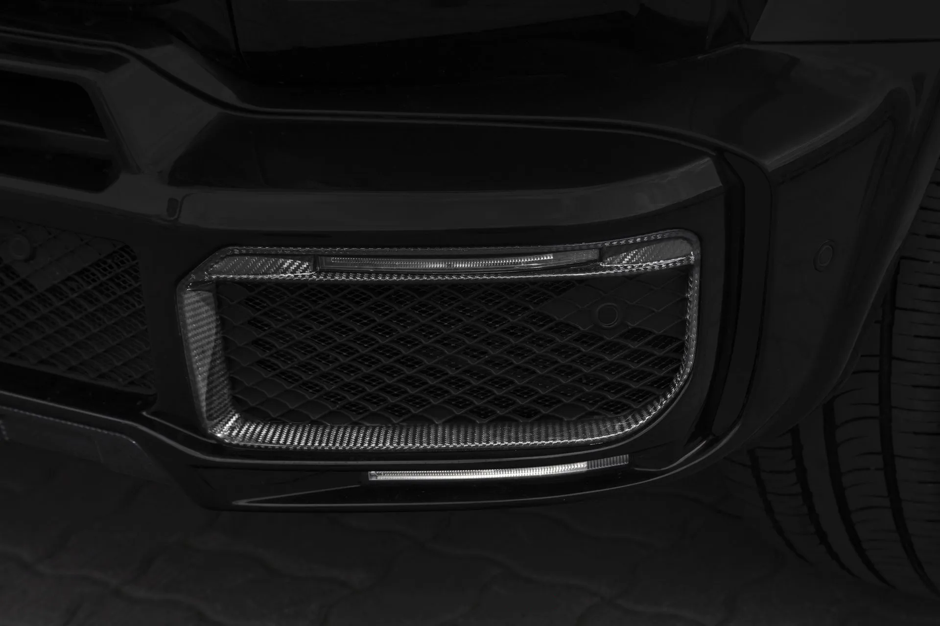 Hodoor Performance Carbon Fiber Front Bumper Frames With Leds for Mercedes G-class Widestar