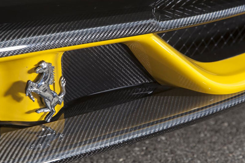 Hodoor Performance Carbon fiber inserts in the front bumper on the sides of the logo for Ferrari 458 Speciale