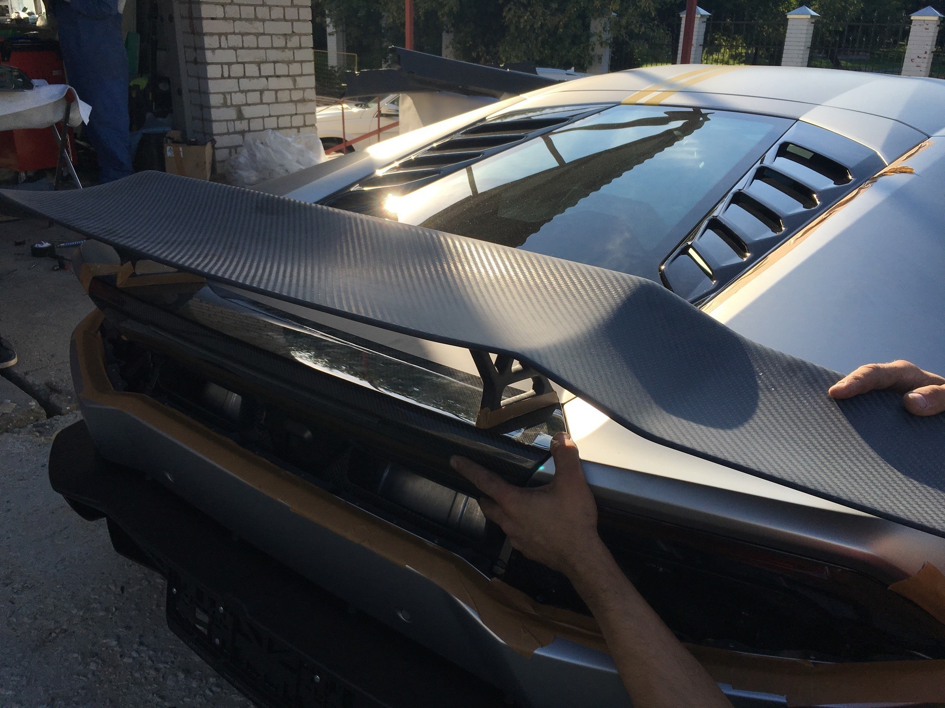 Hodoor Performance Carbon fiber rear wing Mansory Style v2 for Lamborghini Huracan