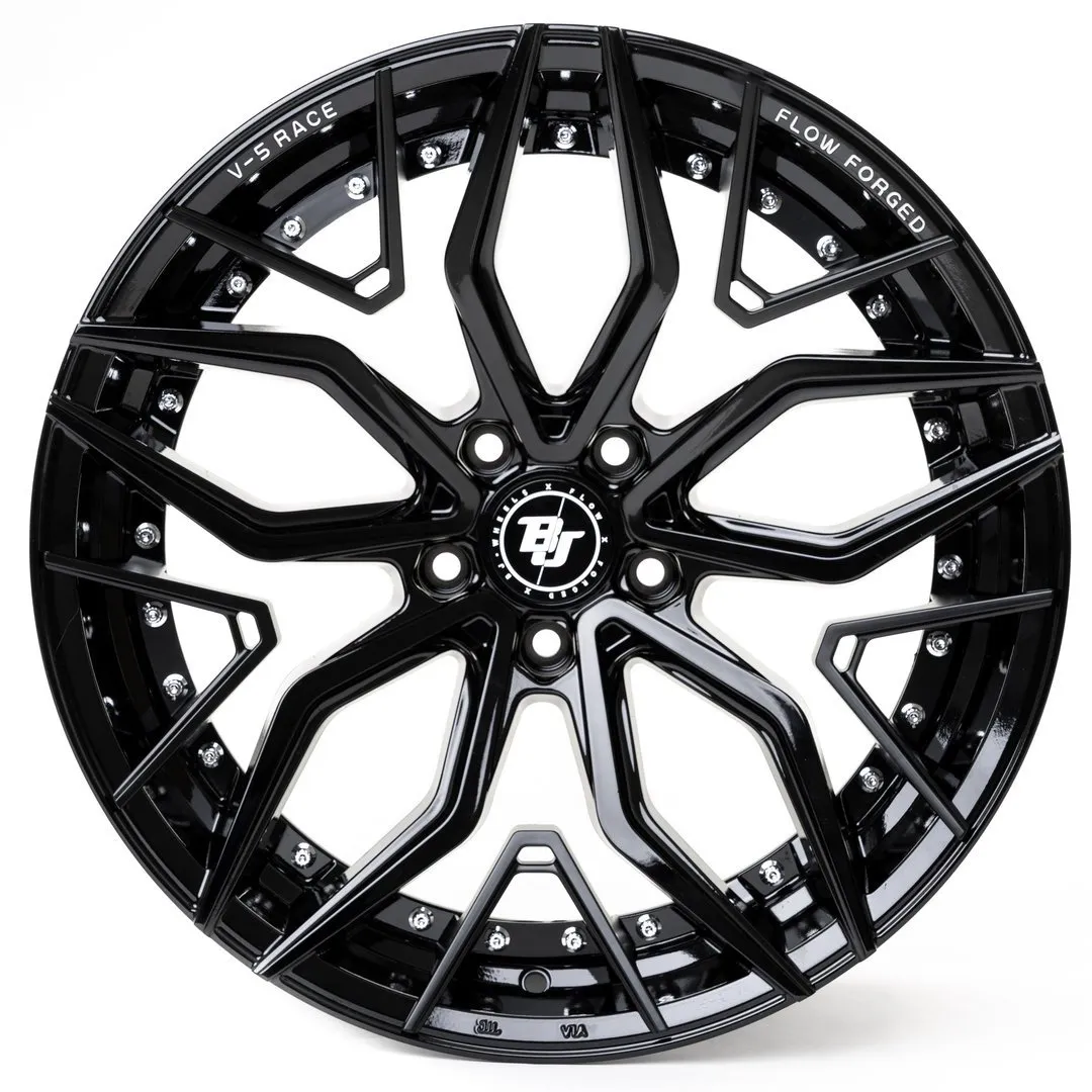 BJ Wheels V5-Race Flow-Formed — on-car photo rear quarter
