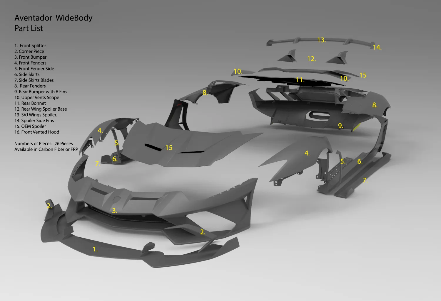 Check price and buy Duke Dynamics Body kit set for Lamborghini Aventador SV-R Widebody kit