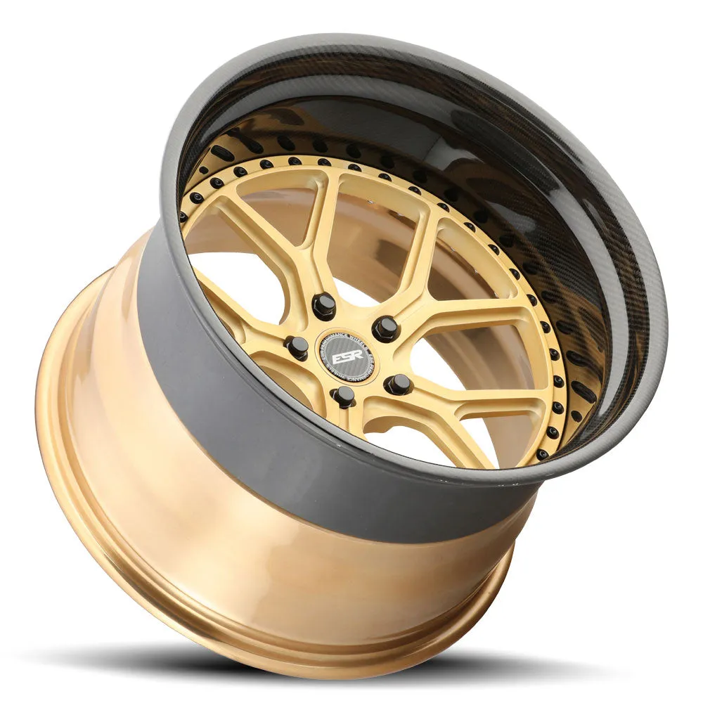 ESR ES2 3-Piece Forged Wheel — gold carbon fiber lip 19x11 lay flat