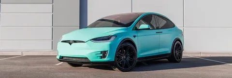 Tiffany Blue Tesla Model X on ADV.1 ADV08 FlowSpec Wheels in Satin Black