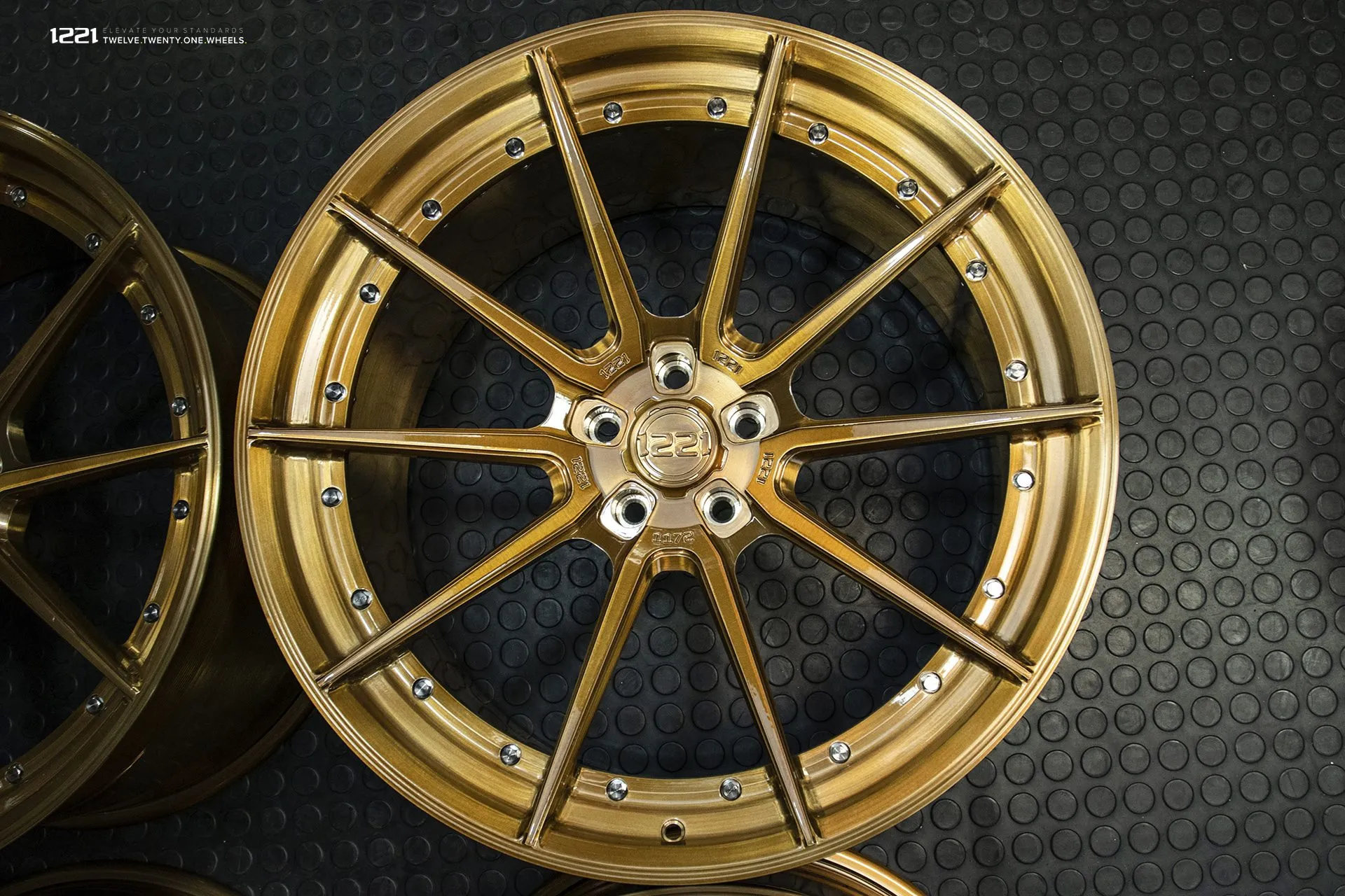 1221 Wheels 0110 AP2 on Ferrari 488 GTB/Spyder — Brushed Gloss Bronze (01)