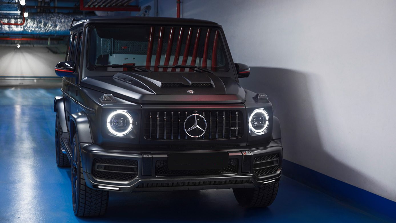 Front bumper spoiler with LED carbon BS Style for Mercedes G-class W463A AMG G 63