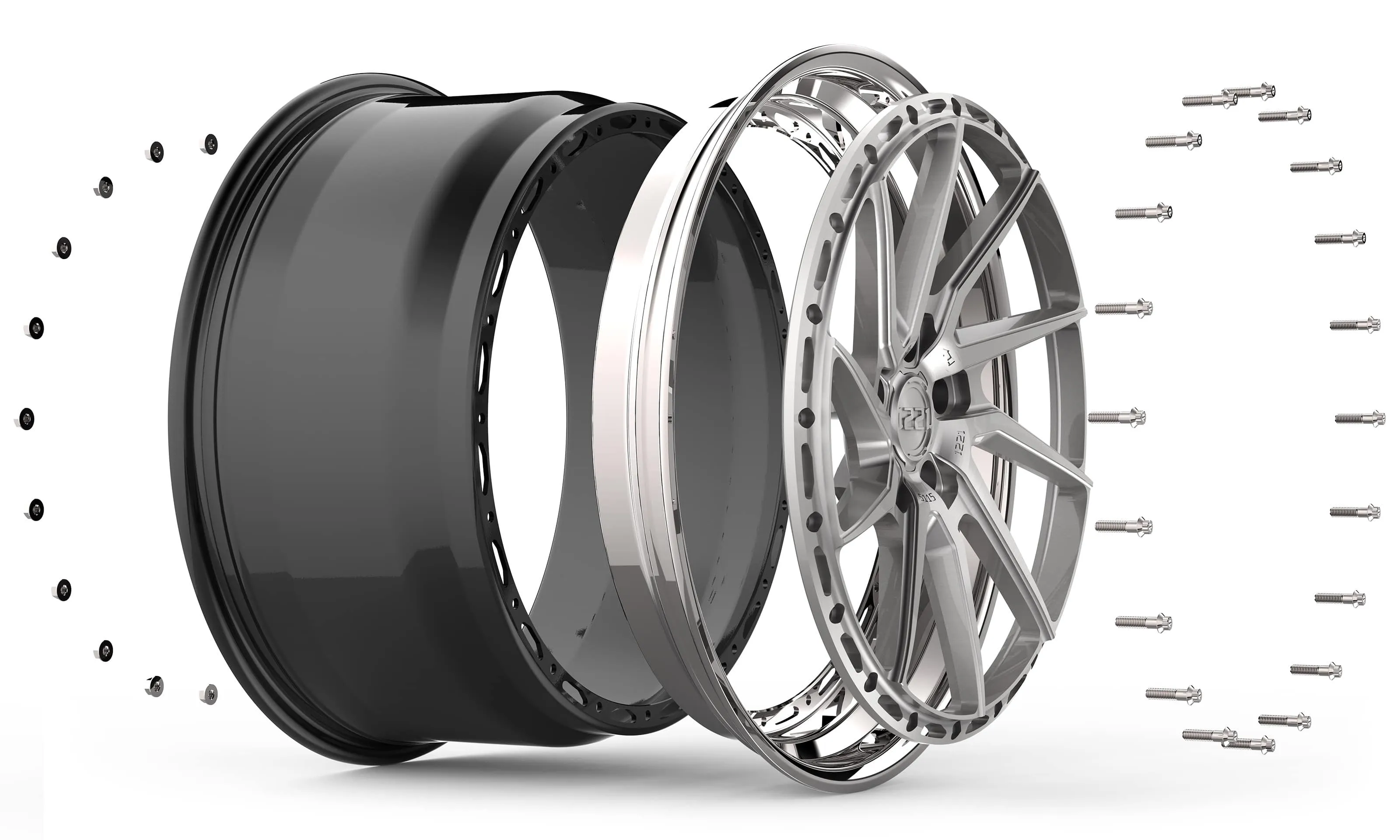 1221 Wheels AP3X Three-Piece X-Series Construction Diagram