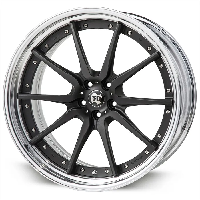 3D Design T521 22 inch Brushed Black Clear Rim — front view