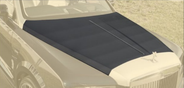 Engine bonnet with bar exposed Mansory Carbon for Rolls-Royce Cullinan Coastline