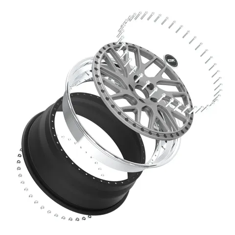 ESR 3-Piece Forged Wheel — exploded view 3-piece assembly diagram