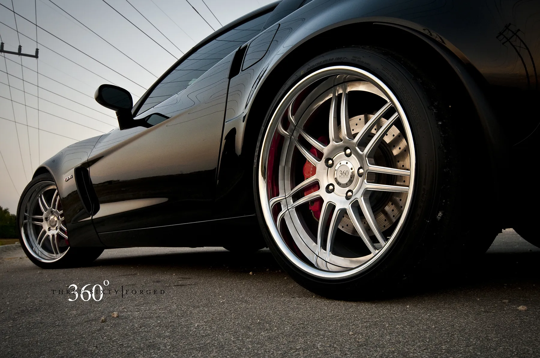 Corvette Z06 on 360 Forged Split 7 Competition wheels front view