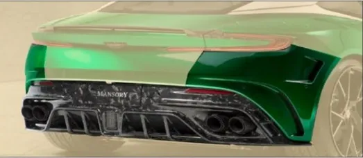 Rear bumper + diffuser with integrated NEW brake light Mansory Carbon for Aston Martin DB11