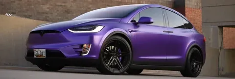 Matte Purple Vinyl Wrapped Tesla Model X on ADV.1 ADV05 M.V2 Advanced Series Black Wheels