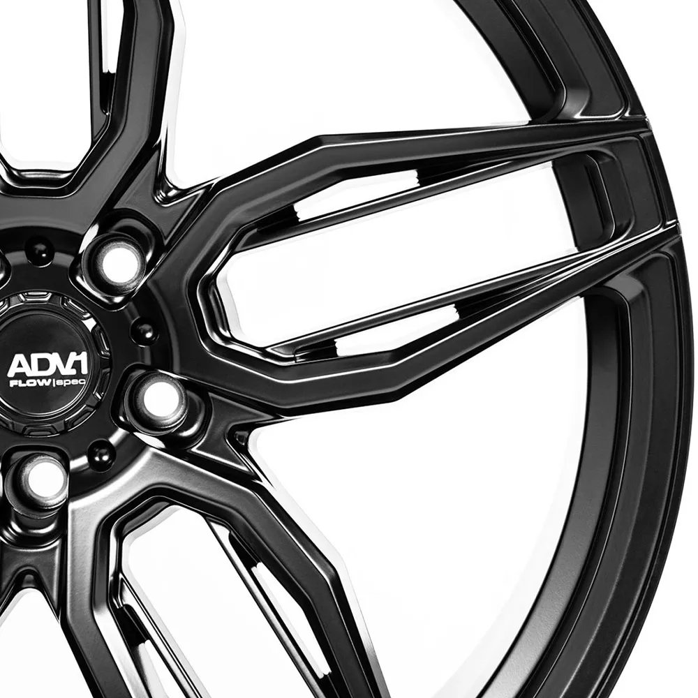 ADV.1 ADV005 FlowSpec Flow-Formed Wheel in Satin Black — center hub and spoke junction detail