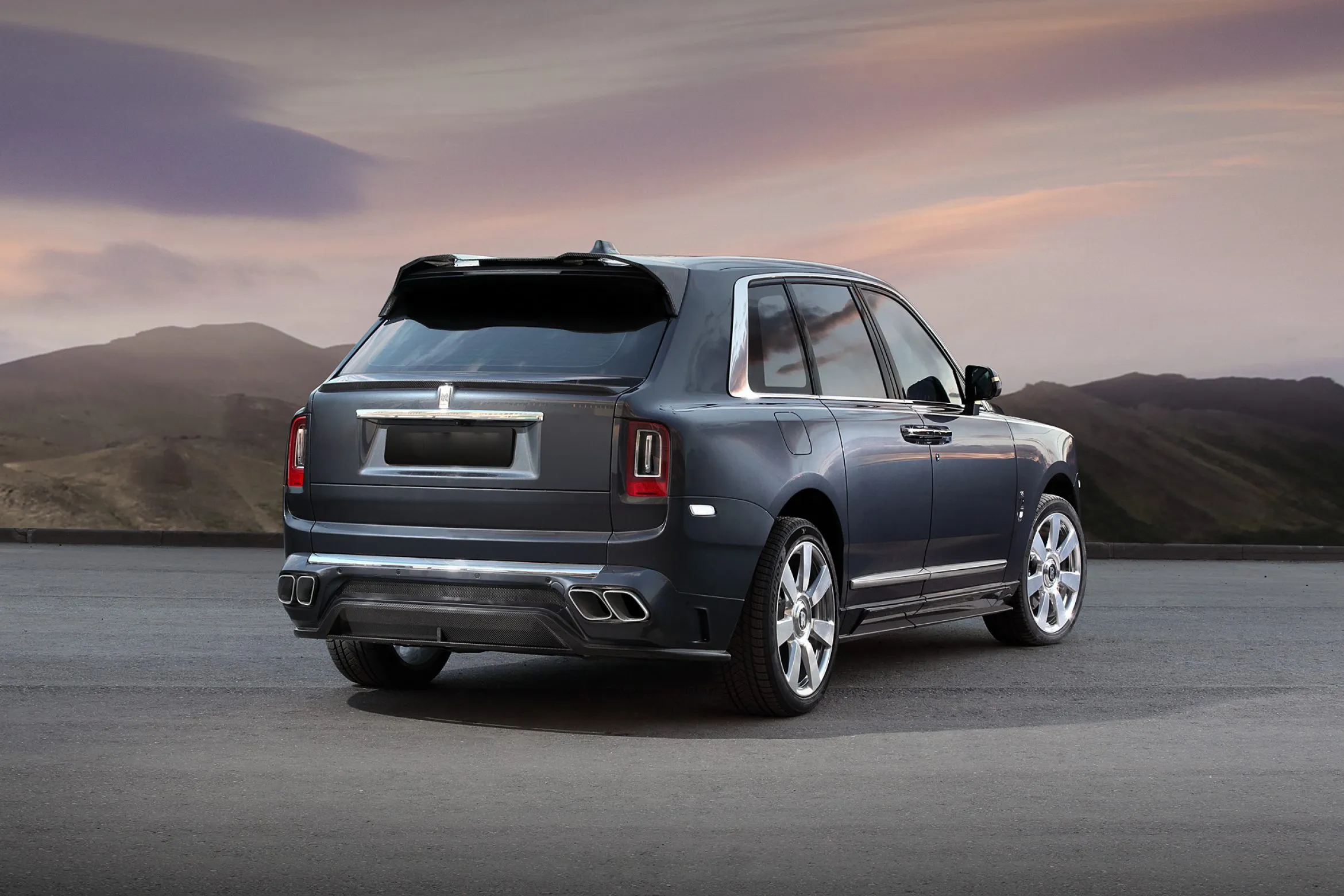 Rear decklid spoiler - exposed Mansory style carbon for Rolls-Royce Cullinan Coastline