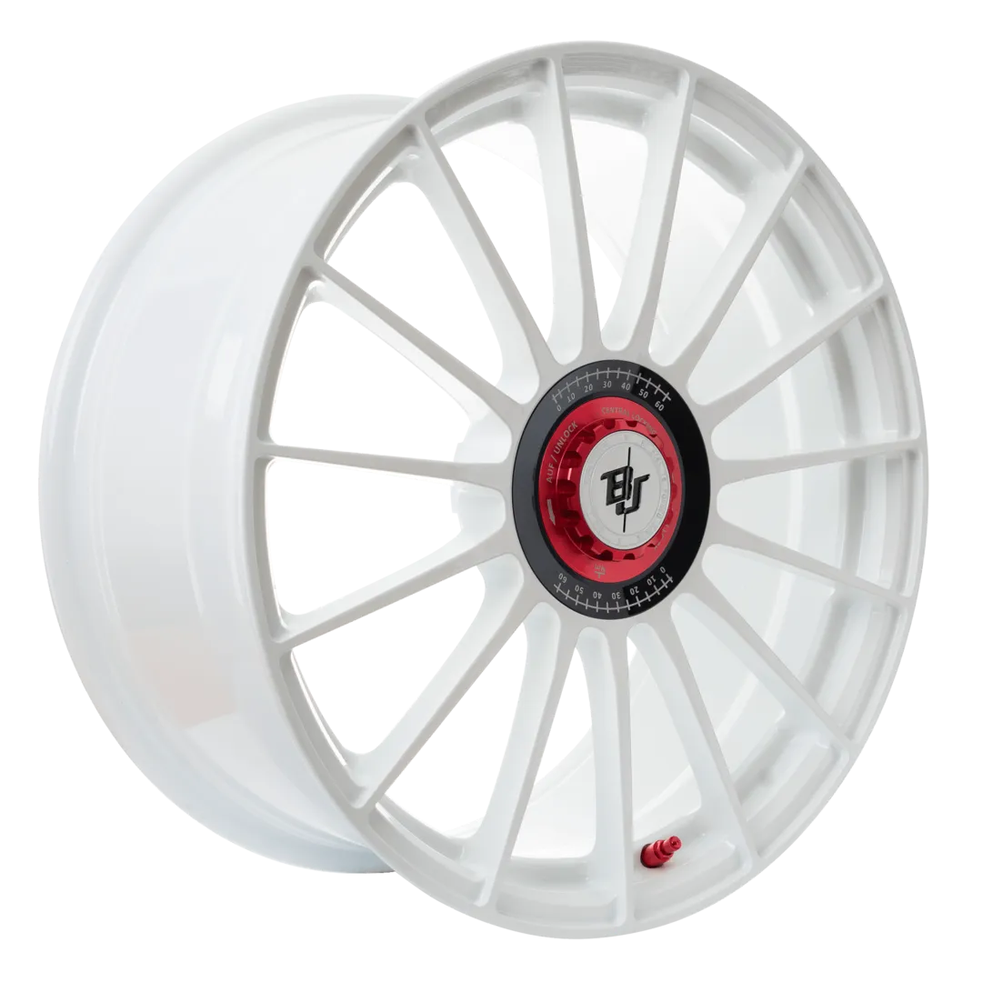 BJ Wheels V4-Race 8.5x19 ET45 Flow-Formed — White, side view