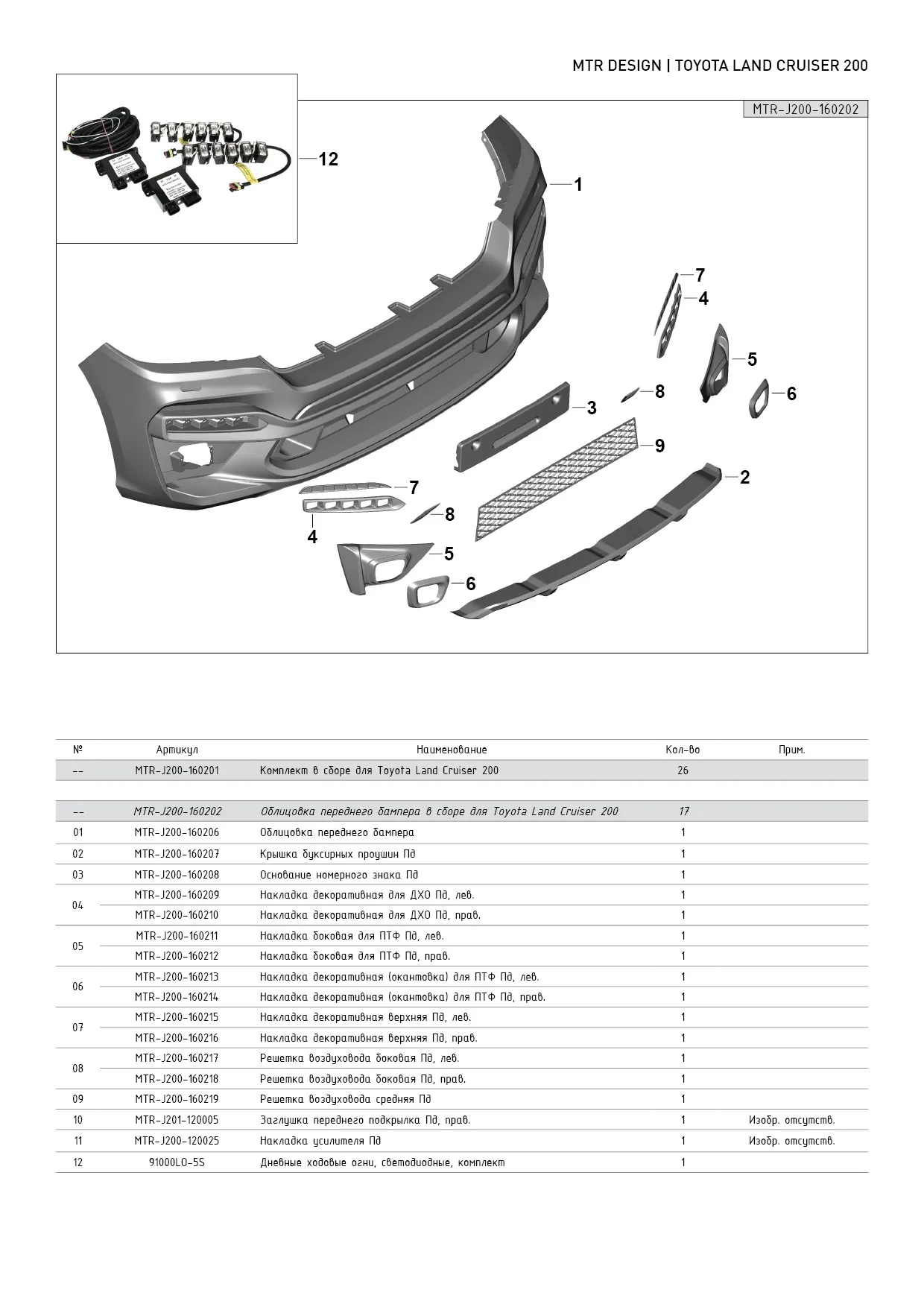 Front bumper MTR Design for Toyota Land Cruiser 200