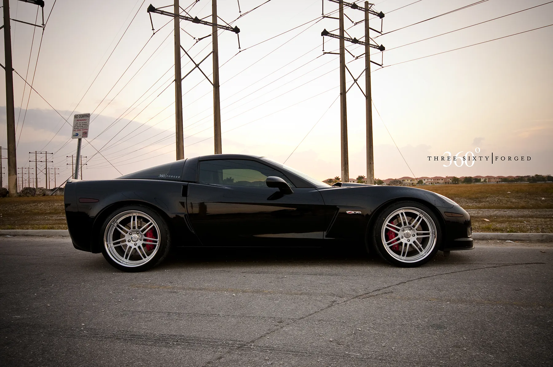 Corvette Z06 on 360 Forged Split 7 Competition wheels rear view