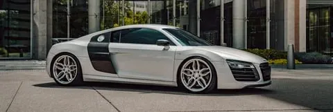 White Audi R8 V10 on ADV.1 ADV005 FlowSpec Wheels