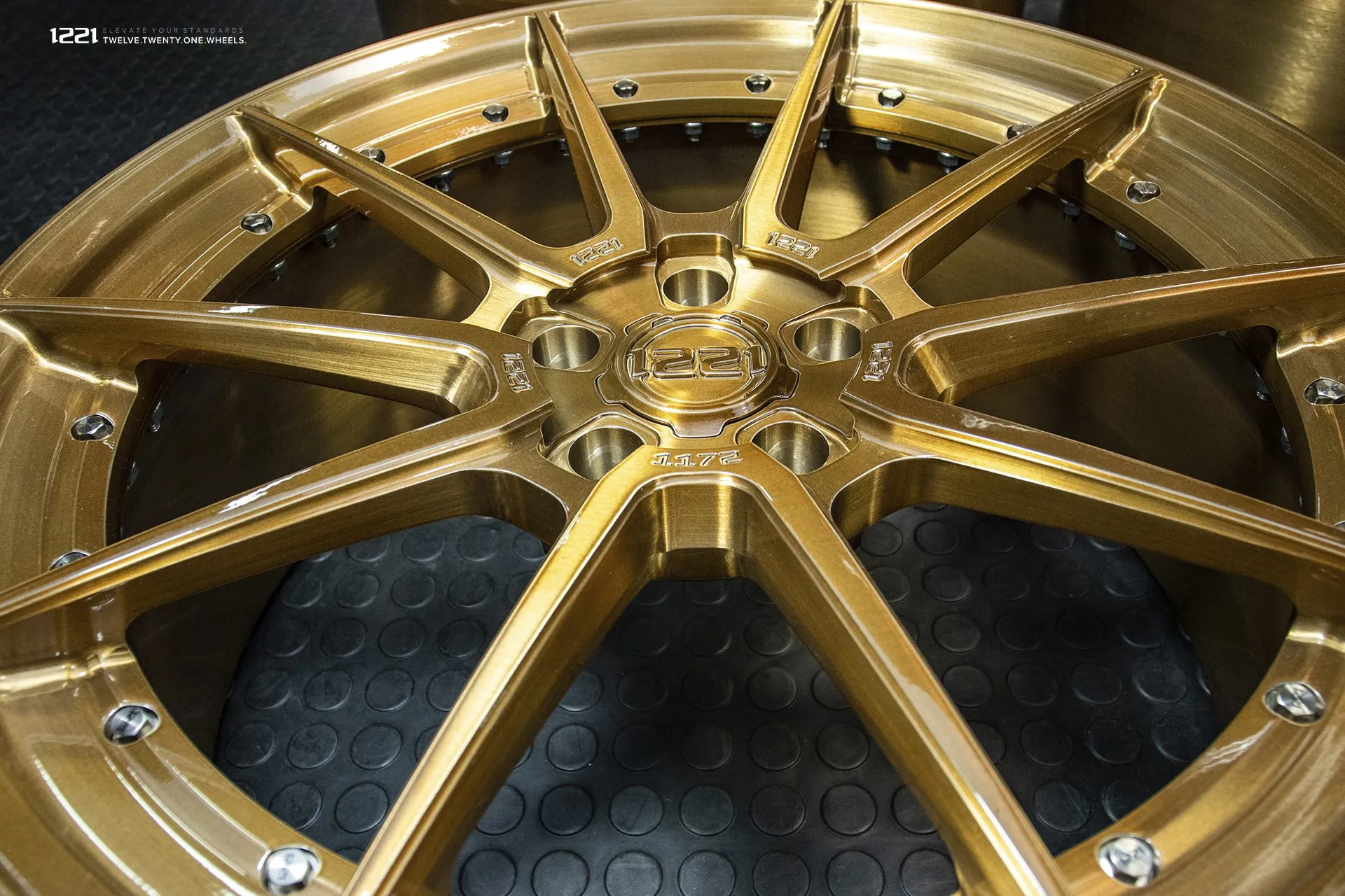 1221 Wheels 0110 AP2 on Ferrari 488 GTB/Spyder — Brushed Gloss Bronze (04)
